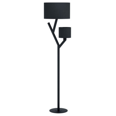 39889 Торшер BALNARIO, 2х40W(E27), ?380, H1630, осн. ?200, сталь, черный//текстиль, черный, 39889
