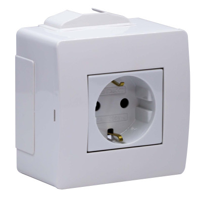 ДКС Коробка в сборе с силовой розеткой, белая, 10482