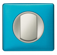 Legrand Выключатель 1-клавишный, вставка - титан,  металлик - Лазурный пунктум, серия Celiane