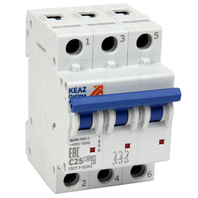 КЭАЗ OptiDin BM63 Автоматический выключатель 3P 63A C 6кА AC (BM63-3C63-УХЛ3)
