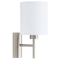 94924 Бра PASTERI, 1х60W (E27), L145, H305, A195, никель мат./текстиль, белый