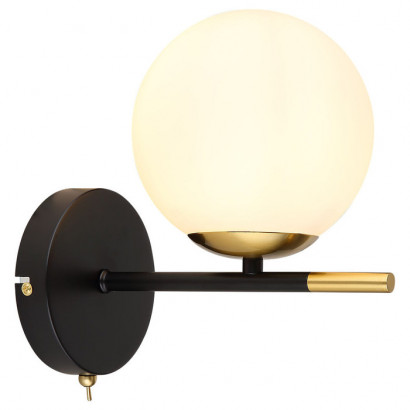 Arte Lamp ALCOR, Светильник настенный, цвет арматуры - черный, цвет плафона/декора - белый, 1x40W E14, A2224AP-1BK