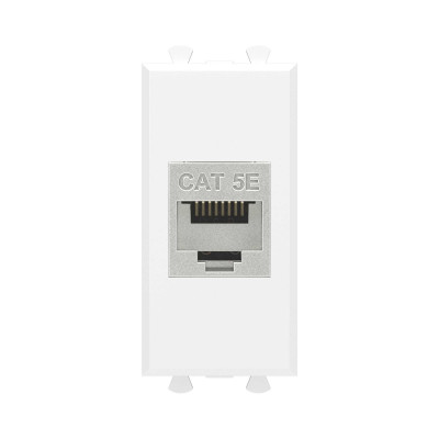 DKC Компьютерная розетка RJ-45 без шторки модульная, кат.5е экранированная, "Avanti", "Белое облако", 1 модуль