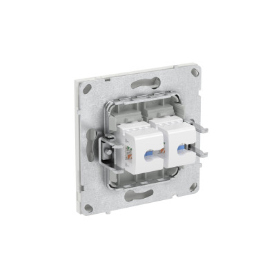DKC KANT Компьютерная розетка RJ-45 без шторки, кат.5е двойная, белый песок, 7010664