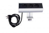 Donel Настольный розеточный блок Ovaledesign в сборе: 3х220V, кабель 3м с вилкой, DDSBCNU6O-3PSANC3M