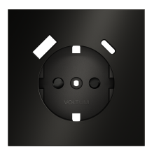 Накладка для розетки с заземлением и защитными шторками, с USB A+C, S70 Metal (антрацит), VLSM001012
