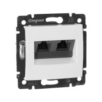 774231 - Розетка компьютерная двойная RJ45 категория 5e UTP - Legrand Valena - с захватами - белый, Legrand