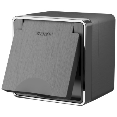 Werkel W5071204/ Розетка влагозащ. с зазем. с защит. крышкой и шторками Gallant (графит рифленый), a051334