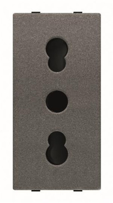 N2133 AN - Механизм розетки ITA стандарта с заземлением (2P+E), 1M, 16А / 127В, серия Zenit, цвет антрацит - 2CLA213300N1801