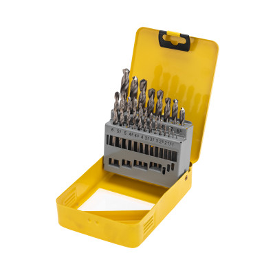 Набор сверл по металлу, 1-10мм (через 0,5мм, 3,2мм, 4,8мм), HSS, цилиндрический хвостовик, металлический кейс, 21 шт. KRANZ, KR-91-0638