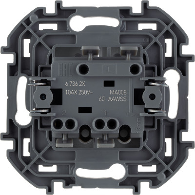 Legrand Выключатель двухклавишный - Legrand Inspiria - 10А 250В безвинтовые зажимы - алюминий, 673622