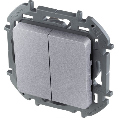 Legrand Выключатель двухклавишный - Legrand Inspiria - 10А 250В безвинтовые зажимы - алюминий, 673622