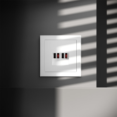 Розетка акустическая встраиваемая VOLTUM S70 4-местная, (белый матовый), VLS060302