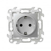 Simon Розетка с заземлением Schuko 2Р+Е 16A 250В~ цвета алюминий S24 Harmonie, 2450434-033