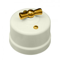 Bironi Выключатель 1-кл., перекрестный, пластик, цвет Слоновая кость, Золото, B1-203-211-G Bironi Выключатель 1-кл., перекрестный, пластик, цвет Слоновая кость, Золото, B1-203-211-G