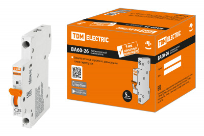 Авт. выкл. ВА60-26-14 1P 25А 4,5кА х-ка С компакт TDM Electric, SQ0206-0605