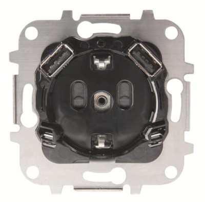 8188.3 - Механизм розетки SCHUKO с 2-мя USB ЗУ, 5В, 2000 мА, серия SKY - 2CLA818830A1001