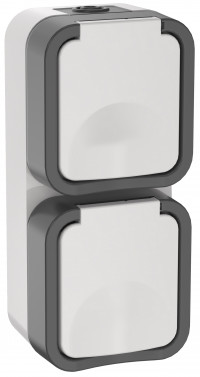 TORS Розетка 2-я с з/к кр. верт. 16А IP55 TS232 сер-бел IEK, TS-R26-16-55-V-K41 TORS Розетка 2-я с з/к кр. верт. 16А IP55 TS232 сер-бел IEK, TS-R26-16-55-V-K41