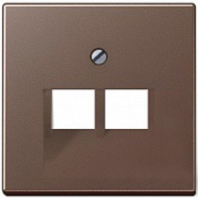 Крышка для сдвоенных телефонных и компьютерных розеток (UAE), фиксация винтом; термопласт; мокко; A500, A569-2BFPLUAMO