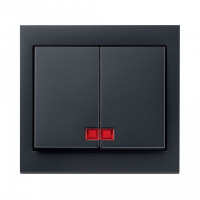 Berker Выключатель 2-клавишный, с подсветкой, матовый антрацит, серия K.1