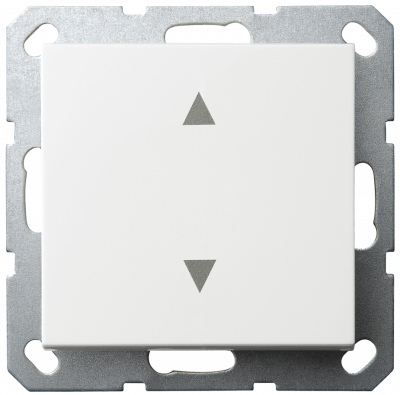 Выключатель одноклавишный для штор 10A 250V~ с накладкой, цвет белый глянцевый, G3018W, Jasmart Electric
