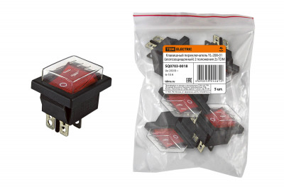 Клавишный переключатель YL-208-01 черный корпус красная клавиша (влагозащищенный) 2 положения 2з TDM Electric, SQ0703-0018