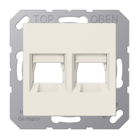 Kрышка для 2-х разъемов; без видимого винта; подпружиненная шторка; термопласт; слоновая кость, A1569-2WE