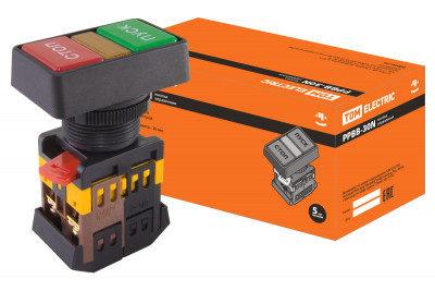 Кнопка РPВВ-30N "Пуск-Стоп" d30мм неон/230В 1з+1р TDM Electric, SQ0704-0027