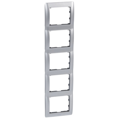 Legrand Рамка - Galea Life - 5 постов - вертикальный монтаж - металлическая - Brushed Aluminium, 771959