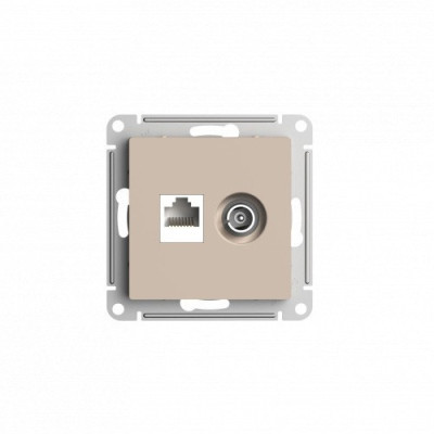 ATN001289 - ATLASDESIGN РОЗЕТКА двойная ТВ + компьютерная RJ45 кат. 5e, механизм, ПЕСОЧНЫЙ, Systeme Electric