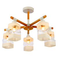 Evoluce SLE114502-05 Светильник потолочный Белый, Светлое дерево/Белый, Прозрачный E27 5*60W