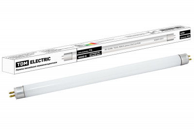 Лампа люминесцентная линейная двухцокольная ЛЛ-16/6 Вт, T5/G5, 4000 К, длина 226,3мм TDM Electric, SQ0355-0015