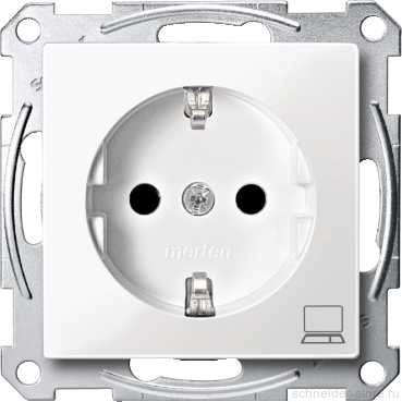 SM Розетка со шторк. и символом "компьютер" 2К+З 16А 250В~, бел.