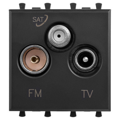 4412532 - ДКС Розетка TV-FM-SAT модульная, "Avanti", "Черный матовый", 2 модуля