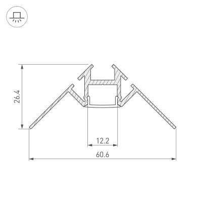 Профиль ARH-DECORE-S12-INT-2000 ANOD внутренний (Arlight, Алюминий), 023868