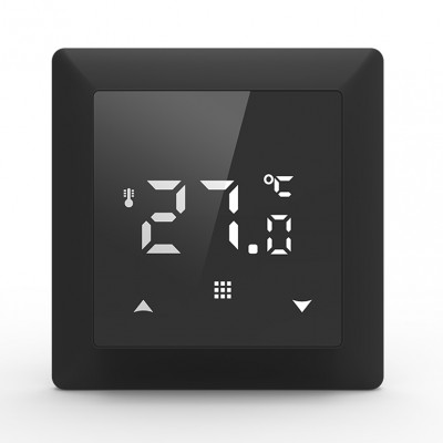 Donel Термостат электронный с датчиком пола, 16 A, 55*55 мм, черное стекло, DTEF16BS
