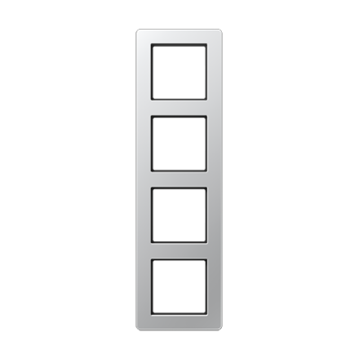 Рамка для вертикальной и горизонтальной установки, 4 поста; термопласт; алюминий; A FLOW, AF584BFAL