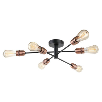 LUSSOLE HURON Люстра потолочная, цвет основания - черный, 6x60W E27, LSP-8200