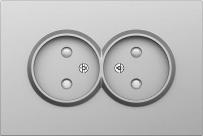 Donel S08 сталь накладка для розетки 2-й без заземления, со шторками 16A 250 В~,серия DB, DS22637