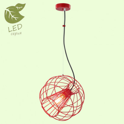 LUSSOLE NAMPA Подвесной светильник, цвет основания - красный, плафон - металл (цвет - красный), 1x10W E27, GRLSP-9934