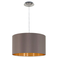 31603 Подвес MASERLO, 1х60W (E27), ?380, никель мат./текстиль, капучино, золотой