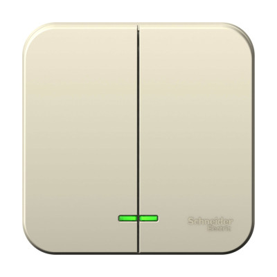 BLANCA О/У 2-клавишный ВЫКЛЮЧАТЕЛЬ (cх.5) с подсвет, 6А, 250В, МОЛОЧНЫЙ