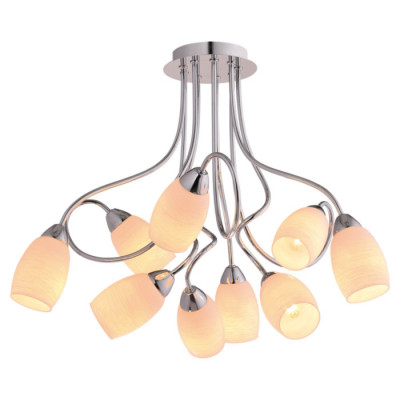 LUSSOLE TOLEDO Люстра потолочная, цвет основания - хром, плафон - стекло (цвет - белый), 9x40W E14, LSP-8182