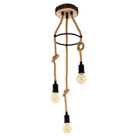 43423 Подвес RAMPSIDE, 3х40W(E27), ?300, H1100, сталь, канат, черный, коричневый