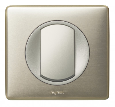 Legrand Выключатель 1-клавишный, вставка - титан,  металлик - Титан, серия Celiane