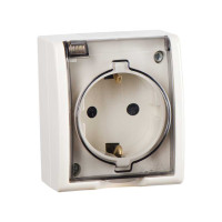 Simon 1594445-031 Simon15 IP54  Розетка 2К+З с крышкой полупр., 16А 250В~, винт. зажим, сл. кость