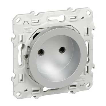 S53R033 - ODACE РОЗЕТКА без заземления, со шторками, винтовые зажимы, 16 А, АЛЮМИНИЙ, Schneider Electric