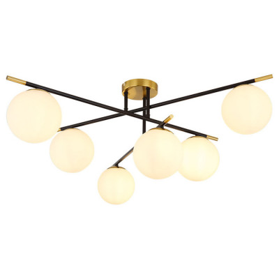 Arte Lamp ALCOR, Светильник потолочный, цвет арматуры - черный, цвет плафона/декора - белый, 6x40W E14, A2224PL-6BK
