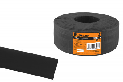 Термоусаживаемая трубка ТУТнг 50/25 черная (25 м/ролл) TDM Electric, SQ0518-0112