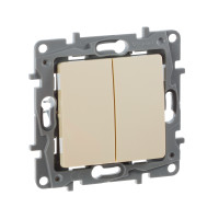 Legrand Переключатель двухклавишный - Legrand Etika - 10A 250В безвинтовые зажимы - слоновая кость, 672312